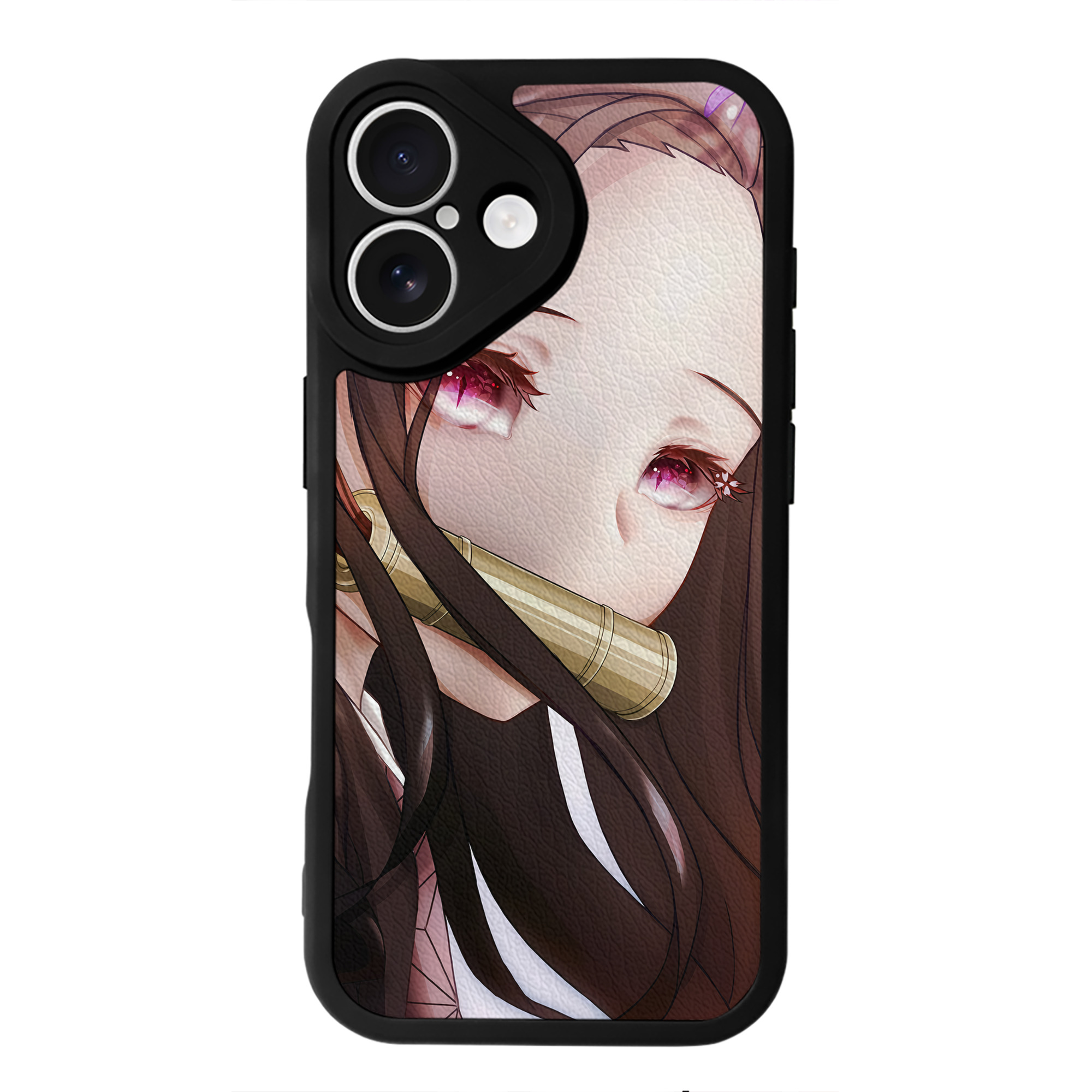 （画像用） 鬼滅の刃（きめつのやいば）竈門 禰󠄀豆子／かまど ねずこ Kamado Nezuko 【iPhone 16シリーズ対応】シリコンスマホケース（レザー調） 材質：シリコン